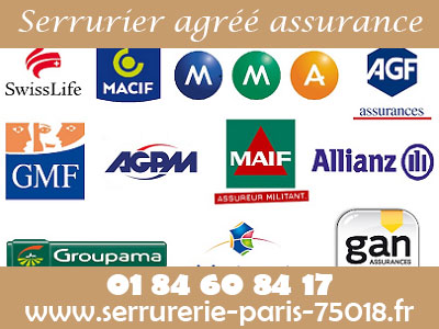 Serrurier Paris 75018 agréé assurance